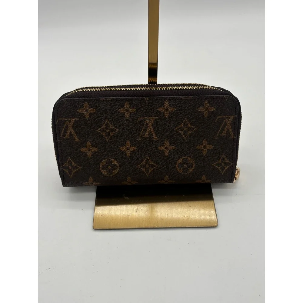 Louis Vuitton Zippy Organizer Unisex Brown Monogram Double Zip Wallet